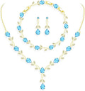 GZWHD Wedding Jewelry Sets for Bride Bridesmaid Women Cubic Zirconia Necklace Earrings Bracelet Set Gift for Mother Friend Wife Daughter Sister Party Prom Jewelry