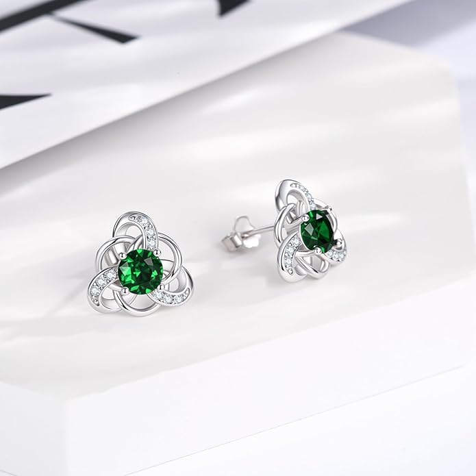 MEDWISE 925 Sterling Silver Birthstone Stud Earrings for Women Birthday Jewelry Gifts for Daughter Mother Women Valentines Day Gifts for Her