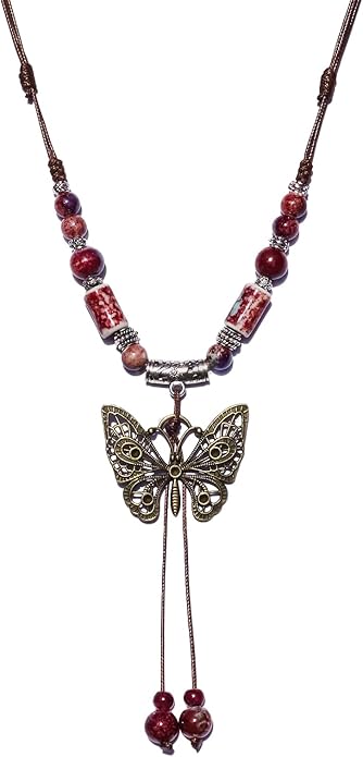 Boho Style Colorful Ceramic Bead Strand Necklace Adjustable Bohemian Jewelry Gift for Women, Fashion Clothing Matching Necklace
