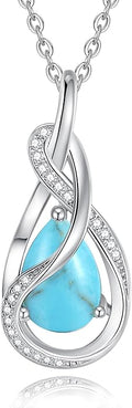 FANCIME TimelessTie Birthstone Necklace for Women White Gold Plated Sterling Silver Ribbon Design Jewelry Knot Pendant Fine Jewelry Gemstone Birthday Graduation Anniversary Valentines Day Gifts for Women Wife Mother Her