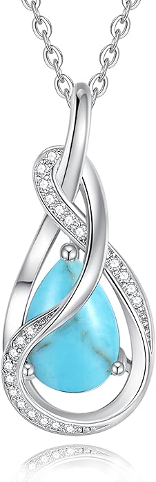 FANCIME TimelessTie Birthstone Necklace for Women White Gold Plated Sterling Silver Ribbon Design Jewelry Knot Pendant Fine Jewelry Gemstone Birthday Graduation Anniversary Valentines Day Gifts for Women Wife Mother Her