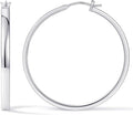 Gacimy Flatted Hoop Earrings for Women 14K Gold Plated with 925 Sterling Silver Post