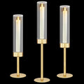 Glass Hurricane Candlestick Holders Gold, KSWING Set of 3 Taper Candle Holders by Unknown