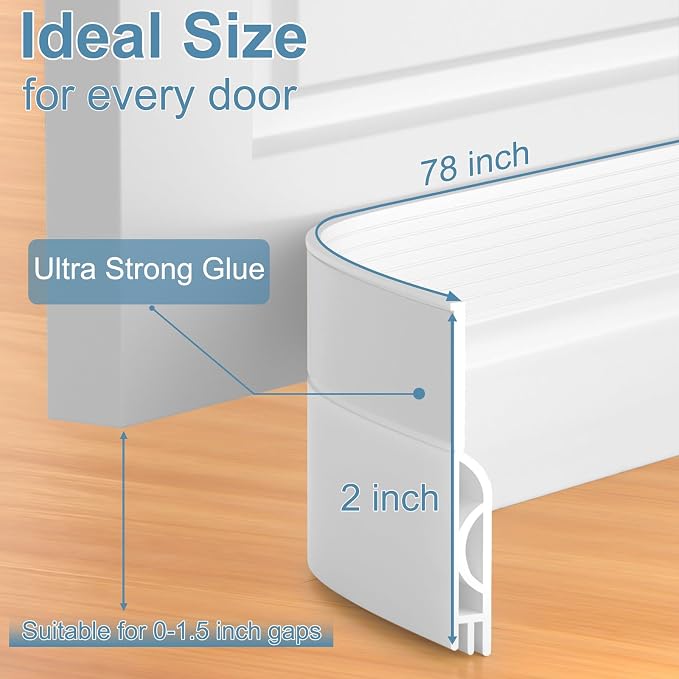 Door Draft Stopper, Door Sweep for Bottom of Door, Under Door Gap Filler for - Image 5