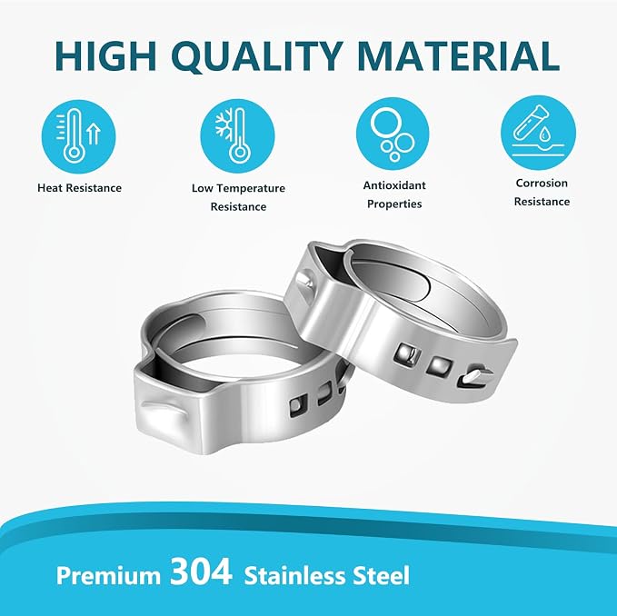 500PCs 1 Inch PEX Cinch Clamp Rings, 304 Stainless Steel Pex Crimp Rings - Image 3