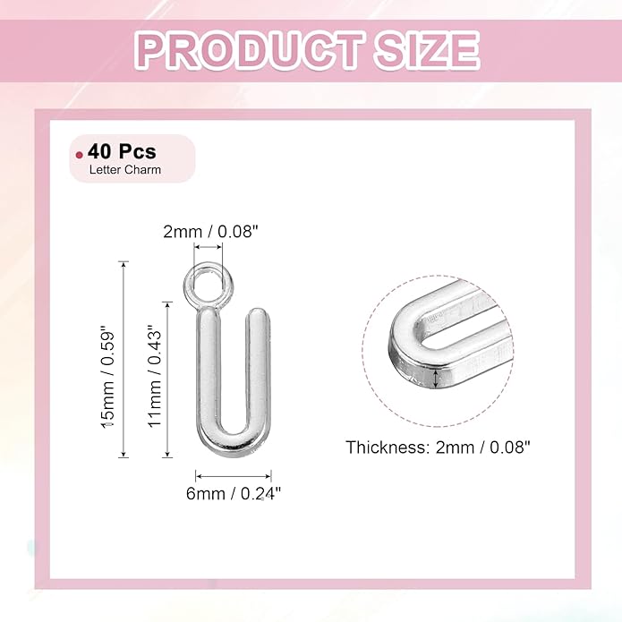 uxcell Letter Charm, Alloy Letter Initial Alphabet Charm for DIY Crafts Jewelry Making Bracelet Earrings Necklace