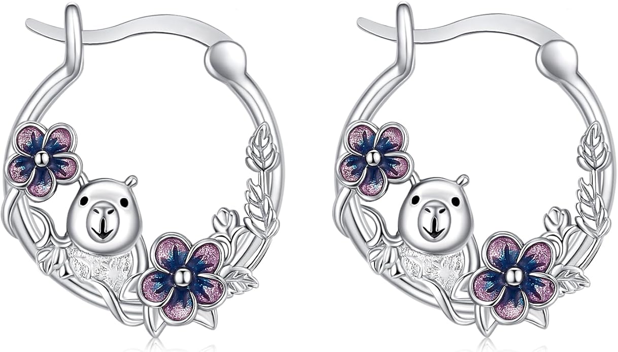JUSTKIDSTOY Hypoallergenic Panda/Unicorn/Hummingbird/Dolphin Hoop Earrings for Women 925 Sterling Silver Animal Huggie Hoop Earrings Jewelry Gifts for Sensitive Ears