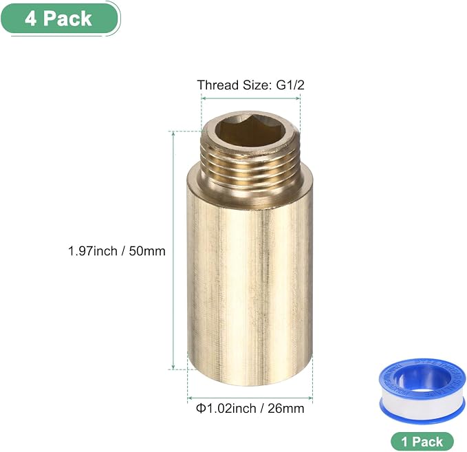 M METERXITY Shower Head Extension Arm, Brass G1/2 Male to Female Extension Pipe - Image 3