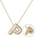 RWQIAN Letter Necklace for Women Bubble, Chunky Initial Alphabet A-Z Pendant Puffy Name Personalized Necklace Dainty Zircon CZ Fashion Jewelry Gifts for Girls Girlfriend