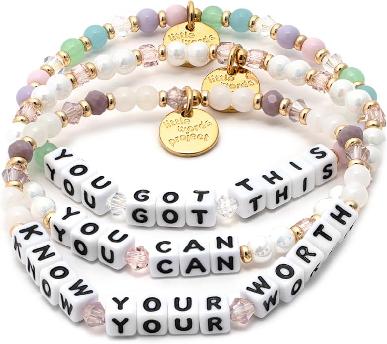 Little Words Project Mother's Day Gifts, The Original Word Bracelet, Made with Colorful Beads and Plated Brass Hardware, Handcrafted Design & Positive Message
