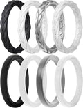 Egnaro Women's Wedding Bands, Silicone Thin and Stackable Rubber Engagement Ring, Variety Multipack With Breathable Grooves Workout Accessories