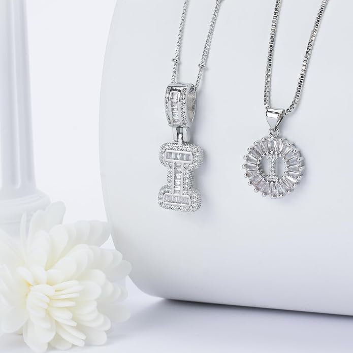 14K Gold Plated Alphabet Necklace Cubic Zirconia Letter Pendant, Personalized Name Jewelry Gift for Women, Customizable A-Z, Birthday/Mothers Day Gifts for Womens