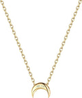 ChicSilver Personalized 925 Sterling Silver Dainty Small Heart/Star/Moon/Dot/Triangle Pendant Necklace for Women, Silver/Gold/Rose Gold/Black (with Gift Box)