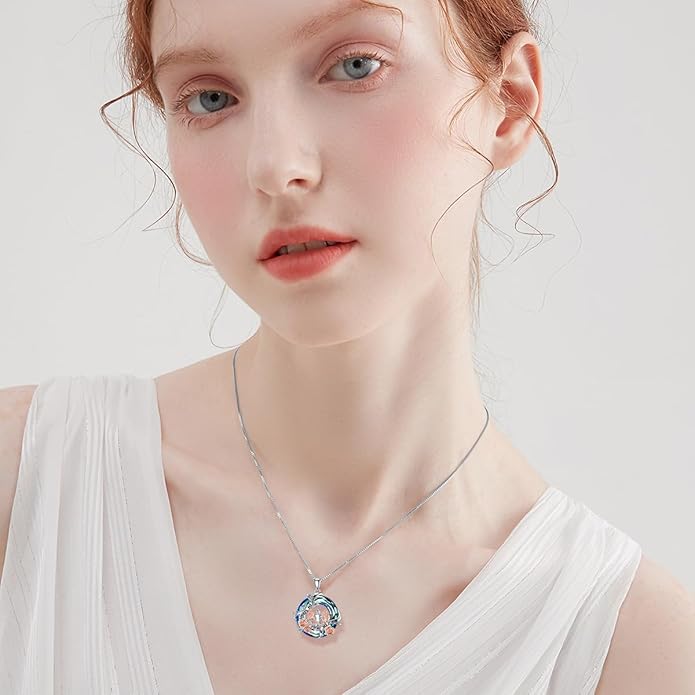 TOUPOP Sisters Gifts from Sister Necklace Sterling Silver Rose Flower with Crystal Jewelry Valentines Day Birthday Gifts for Women Best Friend Friendship