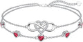 Dorunmo 925 Sterling Silver Infinity Heart Birthstone Anklet Bracelets for Women Best Mother's Day Birthday Jewelry for Wife Girlfriend Mom Her