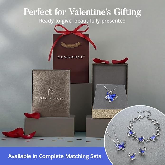 Valentine's Day Gift Butterfly Birthstone Crystal Necklace, Silver Tone with 18”+2” Chain, Necklace for Mother’s Day Anniversary Birthday Gifts for Women and Daughter