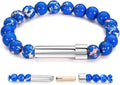 Natural Stone Wish Bracelet with Stainless Steel Capsule - Secret Message Stretch Beaded Bracelet for Women, Spiritual Jewelry Women Gift (Birthday, Mother Daughter)
