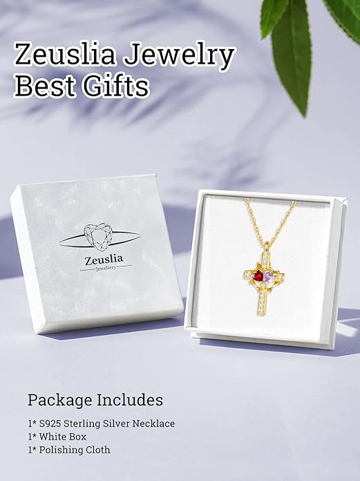Valentine's Day Gifts for Wife 925 Sterling Silver Double Birthstone Pendant Necklaces I Love You for Always and Forever Necklace Anniversary Birthday Gifts for Wife Girlfriend Mom Her