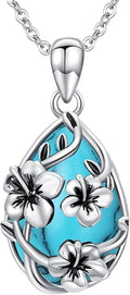 JUSTKIDSTOY Moonstone Necklace 925 Sterling Silver Teardrop Pendant Necklace Jewelry Gifts for Women Girls