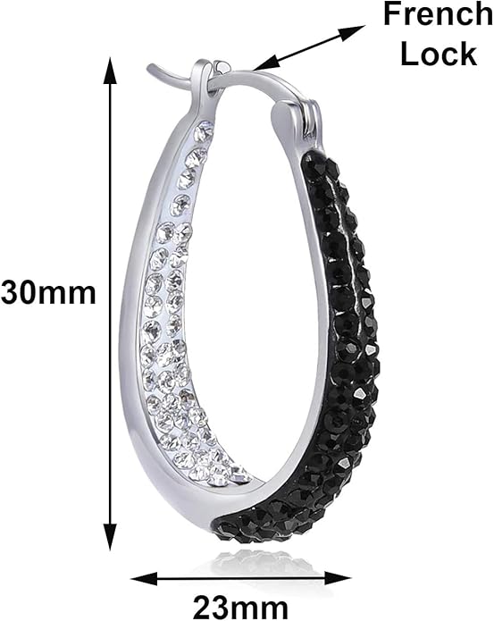 Savlano 14K White Gold Plated Inside Out Crystal Hoop Earrings For Women Comes With Savlano Gift Box