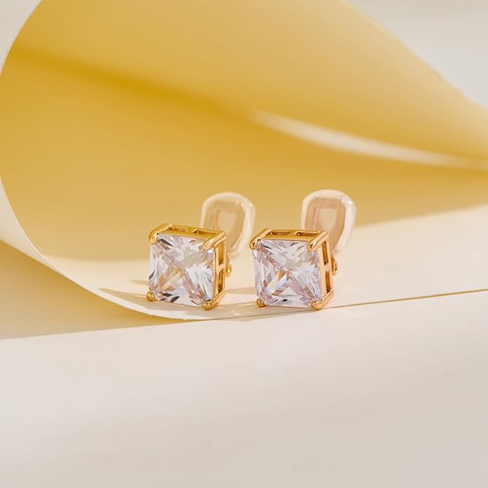FAMARINE CZ Clip on Earrings for Women Clip Earring Non-pierced Earrings