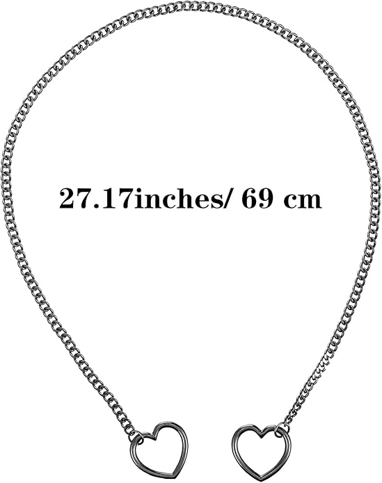 Heart Slip Chain Choker for Women, Cuban Chain Y-shape Necklaces Punk Rock Collar Black Chains Necklace, Adjustable Gothic Choker Necklace for Women