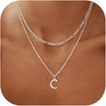 Initial Necklaces for Women Dainty Gold Silver Layered Letter Pendant Necklace Cute Figaro Chain Choker Necklace Personalized Trendy Stuff Jewelry Stack Gift for Women Her
