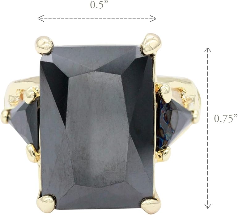 Lavencious Big Bold Radiant CZ Stones Stretch Rings for Women Size for 7-9