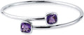 Diamond Wish Sterling Silver Cushion-Cut Purple Amethyst Stackable Bypass Bangle Bracelet 4.00 ct