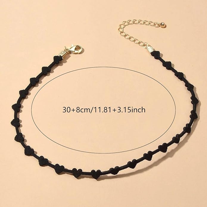 Fesciory Black Necklaces for Women, Adjustable Layered Velvet Leather Lace Collar Necklace, Goth Jewelry Gifts.