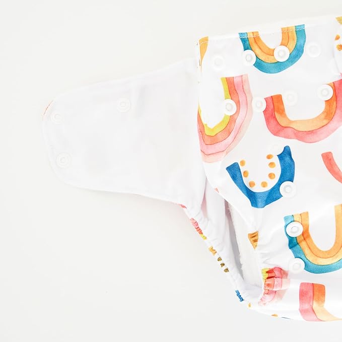 HappyFlute 9 Sets Newborn Baby Cloth Pocket Diapers Adjustable Reusable for Baby Boys and Girls(6-33 pounds,0-3 Years),One Wet Bag+4Diapers and 4Inserts (AD06)