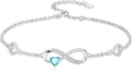 Dorunmo Infinity Heart Anklet Bracelet for Women 925 Sterling Silver Adjustable Infinity Birthstone Bracelet Friendship Jewelry Gifts for Women Birthday Christmas