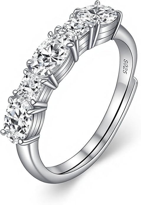 925 Sterling Silver Birthstone Rings for Women - Adjustable Size Women Jewelry Birthday Gifts for Girlfriend,Wife,Mom