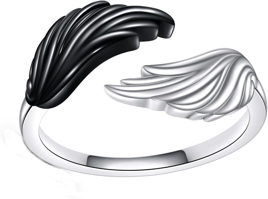 POPLYKE Frog/Wolf/Dragonfly/Hummingbird/Fox/Elephant/Panda/Red Panda/Angel Wings Rings for Women Men 925 Sterling Silver Anxiety Rings Open Rings Jewelry