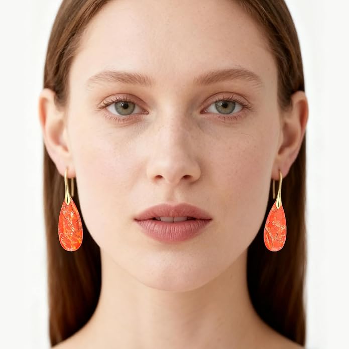 Bohemian Chic Emperor Stone Dangle Earrings for Women - Healing Crystal Drop Earrings with Gold-Plated Fishhooks, Artistic Free-Spirited Gift for Valentine‘s Day or Everyday Wear