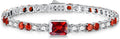 Birthstone Bracelets for Women Birthday Gifts 4CT Radiant Cut Birthstone 4mm Sterling Silver White Gold Tennis Bracelets for Women Round Cut 5A Cubic Zirconia Bezel Setting 7 Inch