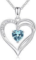 925 Sterling Silver Heart Necklace for Women Birthstone Necklace Silver Jewelry for Womens Jewelry Gifts for Women Her Mom