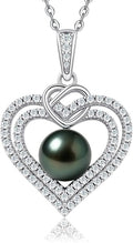 Genuine Tahitian Black Pearl Necklaces for Women, 9-12mm AAAA Seawater Pearl - Sterling Silver Moissanite Pendant, Wedding Anniversary, Birthday, Christmas Gift for Wife, Mom, Girlfriend, Fine Jewelry
