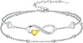 Dorunmo Infinity Heart Anklet Bracelet for Women 925 Sterling Silver Adjustable Infinity Birthstone Bracelet Friendship Jewelry Gifts for Women Birthday Christmas