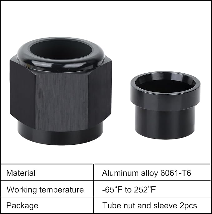 EVIL ENERGY 6AN Female Hardline Tube Nut & Sleeve Aluminum Fitting - Image 3