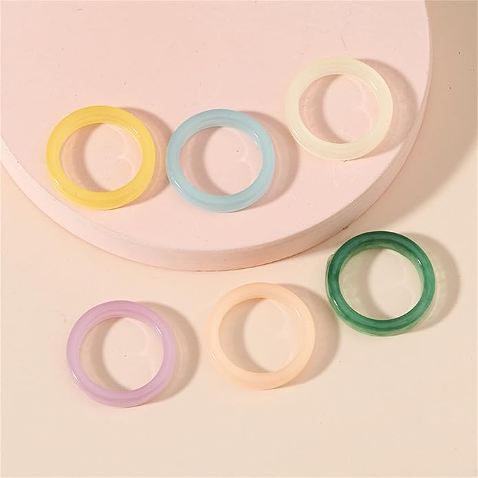 Multicolor Resin Chunky Rings for Women,Acrylic Plastic Rin Knuckle Finger Cute Trendy Aesthetic Y2k Statement Ring Vintage Simple Geometric Rings Jewelry