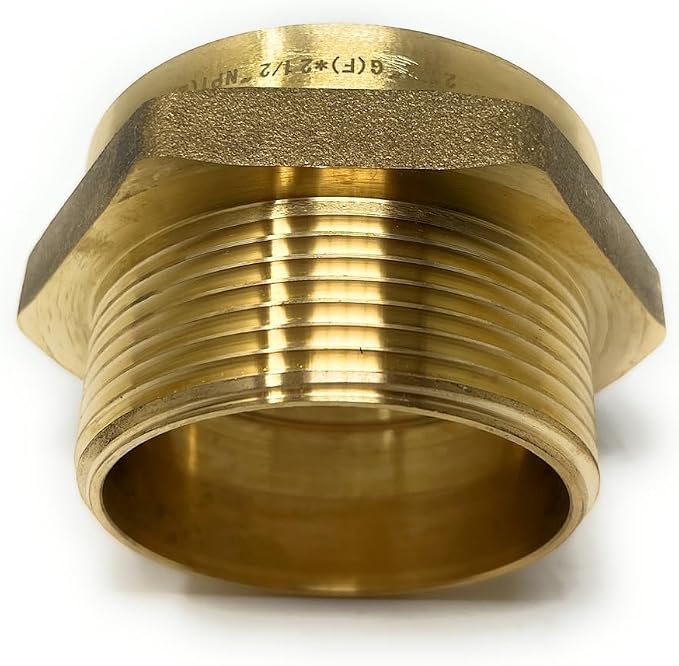 Cascada Lead-Free 2 1/2" G Thread Female to NPT Male Adapter | Brass Pipe - Image 3