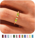 WFYOU Gold Birthstone Rings for Women - Non Tarnish Dainty 14K Gold Plated Stackable CZ Rings for Her & Couples - Personalized Jewelry Gift for Birthday
