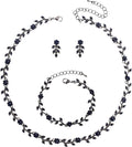 Austrian Crystal Rhinestone Choker Necklace Dangle Earring Link Bracelet Jewelry Set for Brides Bridesmaid Prom Costume Accessories for Women