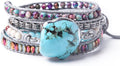 YGLINE Boho Handmade Wrap Leather Tube Crystal Stone Bracelet for Women