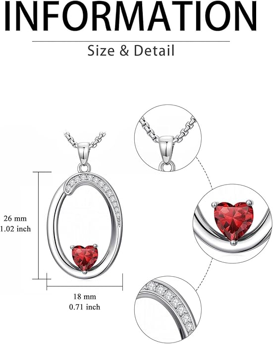 Valentines Day Gifts for Women Alphabet A to Z Initial Birthstone Pendant Necklaces for Women - 18k White Gold Plated Personalized Name Jewelry Valentine Mothers Day Birthday Gifts for Women Her Girlfriend