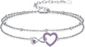 Anklet for Women 925 Sterling Silver Double Infinity Ankle Bracelet Waterproof Summer Jewelry Anniversary Birthday Gifts for Her
