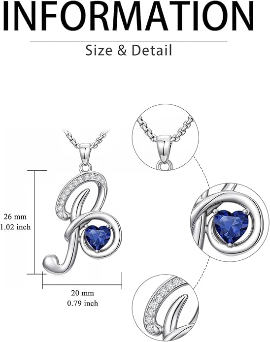 Valentines Day Gifts for Women Alphabet A to Z Initial Birthstone Pendant Necklaces for Women - 18k White Gold Plated Personalized Name Jewelry Valentine Mothers Day Birthday Gifts for Women Her Girlfriend