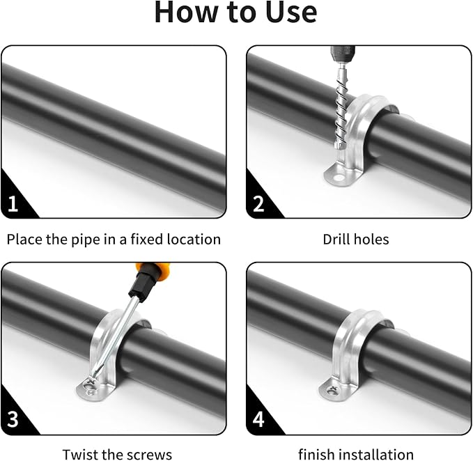 3 Inch Reinforced Rigid Pipe Strap, 2 Holes U Bracket Cable Clamp Hanger - Image 4