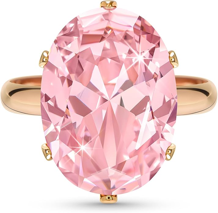 Linawe Cubic Zirconia Imitation Diamond Moissanite Rings for Women, 14K Gold/Rose Gold/Silver Adjustable Chunky Ring, Costume Rhinestone Jewelry for Wedding Engagement